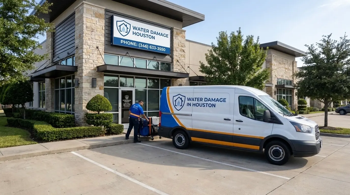 Water Damage in Houston branded service van at the company office
